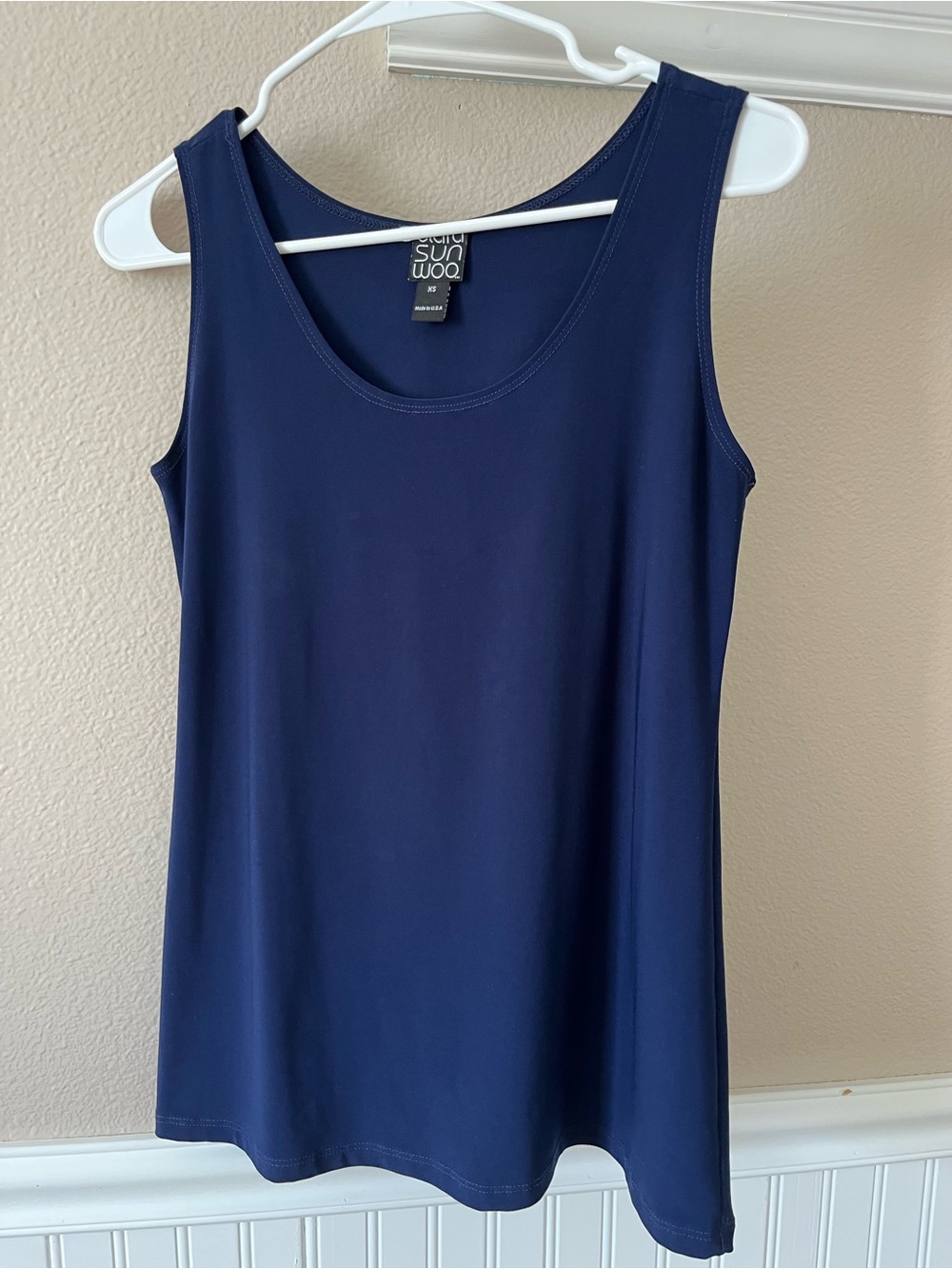 Clara Sun Woo Navy Scoop Neck Tank Top